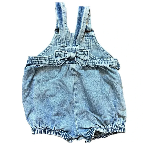 Vintage Jerrett Denim Embroidered Bubble Bib Overall Romper 12 Months - Picture 5 of 7